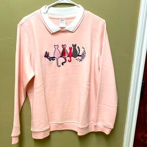 NWOT Vintage 1980's Adrian Delafield Cottagecore Pink Grandma Sweatshirt